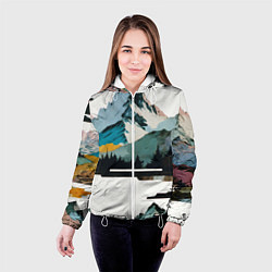 Куртка с капюшоном женская Арт горы абстракция, цвет: 3D-белый — фото 2