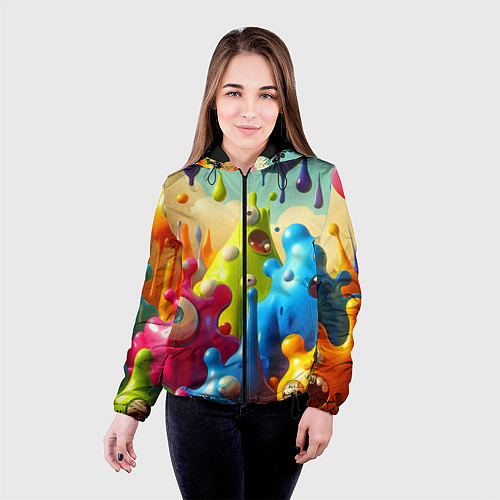 Женская куртка Мультяшные персонажи - нейроарт / 3D-Черный – фото 4