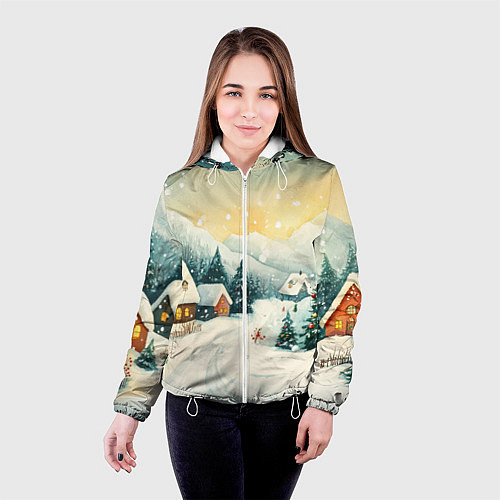 Женская куртка Праздничная деревушка / 3D-Белый – фото 4