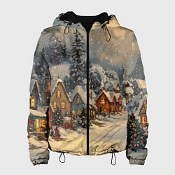 Женская куртка Новогодние зимние домики