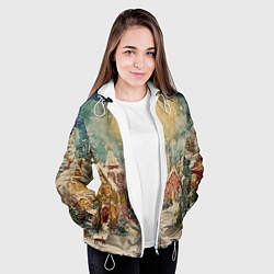 Куртка с капюшоном женская Милый новогодний городок, цвет: 3D-белый — фото 2