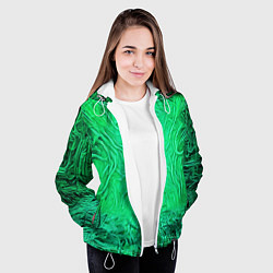 Куртка с капюшоном женская Зелёный симбионт абстракция, цвет: 3D-белый — фото 2