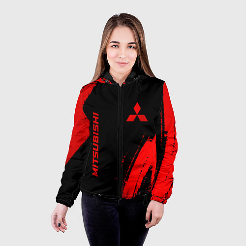 Женская куртка Mitsubishi - red gradient вертикально / 3D-Черный – фото 4