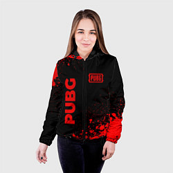 Куртка с капюшоном женская PUBG - red gradient вертикально, цвет: 3D-черный — фото 2