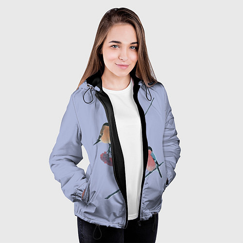 Женская куртка Снегири на ветке / 3D-Черный – фото 3