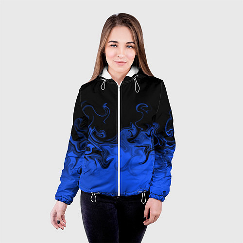 Женская куртка Абстрактный синий огонь / 3D-Белый – фото 4