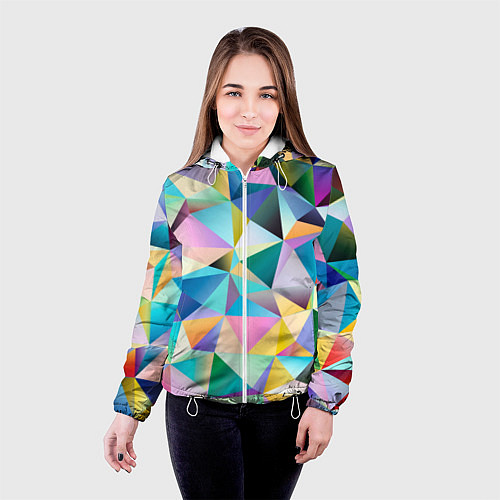 Женская куртка Полигональная текстура / 3D-Белый – фото 4