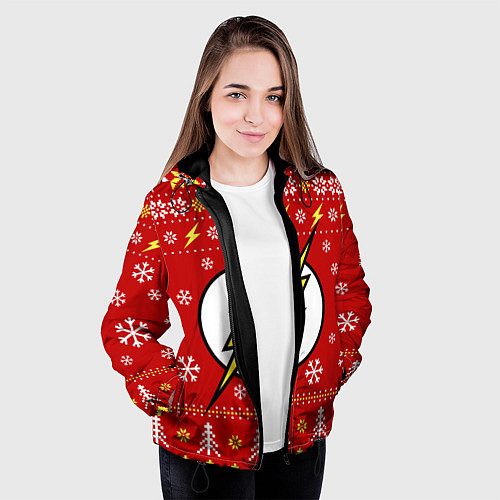 Женская куртка Флэш новогодний / 3D-Черный – фото 3