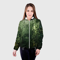 Куртка с капюшоном женская Зеленый камуфляж с эффектом старины, цвет: 3D-белый — фото 2