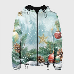 Женская куртка Золотые снежинки - новогодний фон