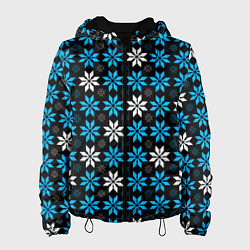 Женская куртка Бело-голубые звёзды на чёрном фоне