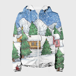 Женская куртка Домики и елки - новый год