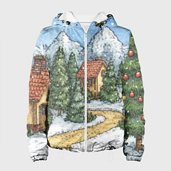 Женская куртка Новогодний пейзаж