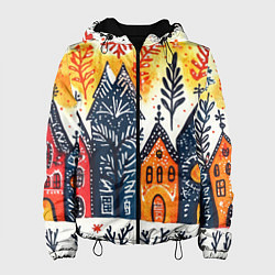 Женская куртка Разноцветные новогодние дома
