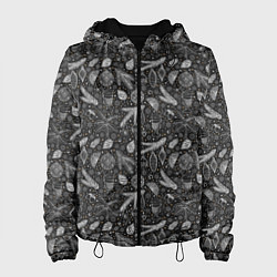 Куртка с капюшоном женская Новогодние зимние украшения, цвет: 3D-черный