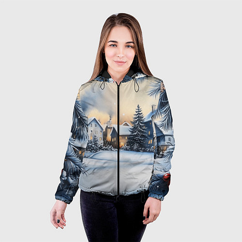 Женская куртка Зимний снежный двор / 3D-Черный – фото 4