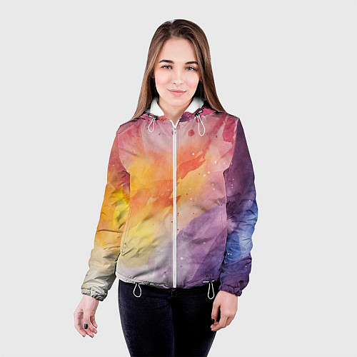 Женская куртка Краски акварели / 3D-Белый – фото 4