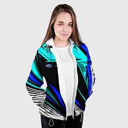 Куртка с капюшоном женская Субару - синий спорт, цвет: 3D-белый — фото 2