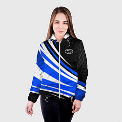 Куртка с капюшоном женская Субару - бело-синий, цвет: 3D-белый — фото 2