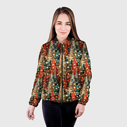 Куртка с капюшоном женская Новогодний еловый лес, цвет: 3D-черный — фото 2