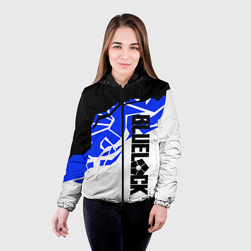 Женская куртка Блюлок - абстракция синяя / 3D-Черный – фото 4