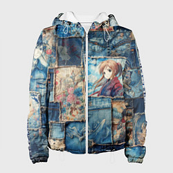 Женская куртка Аниме влюбленные на пэчворк