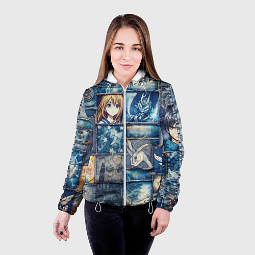 Женская куртка Аниме микс и пэчворк / 3D-Белый – фото 4