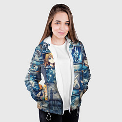 Куртка с капюшоном женская Аниме микс и пэчворк, цвет: 3D-белый — фото 2