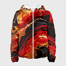 Женская куртка Красно-золотые брызги на чёрном фоне