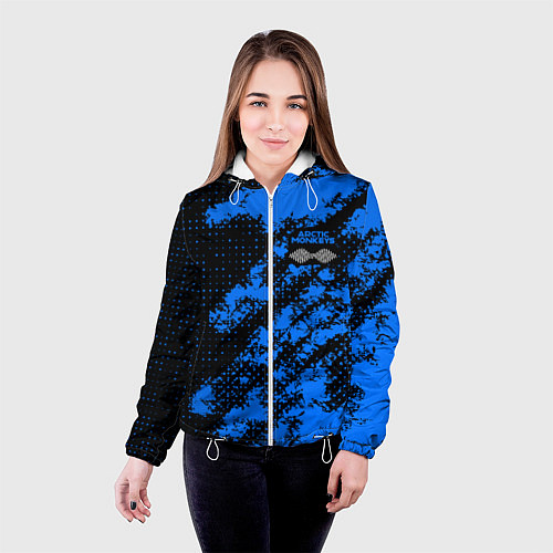 Женская куртка Arctic Monkeys - Синий камуфляж / 3D-Белый – фото 4