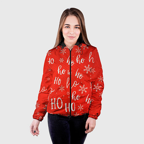 Женская куртка Новый год ho ho ho / 3D-Черный – фото 4