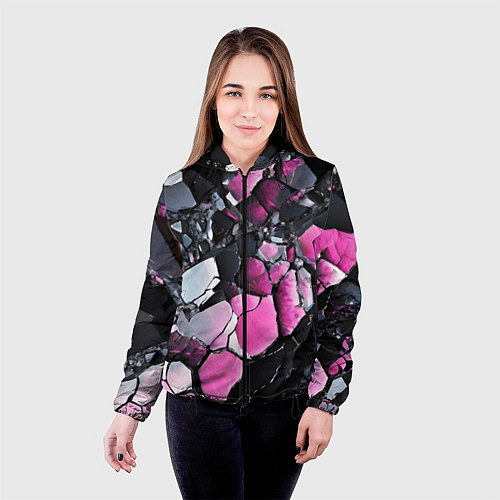 Женская куртка Чёрно-розовый камень / 3D-Черный – фото 4