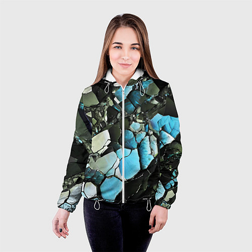Женская куртка Чёрно-синий камень / 3D-Белый – фото 4