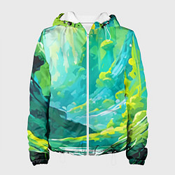 Женская куртка Зелёная кислотная абстракция