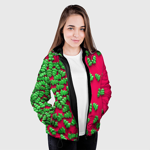 Женская куртка Веселые елочки / 3D-Черный – фото 3