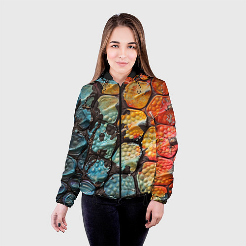 Женская куртка Змеиные чешуйки / 3D-Черный – фото 4
