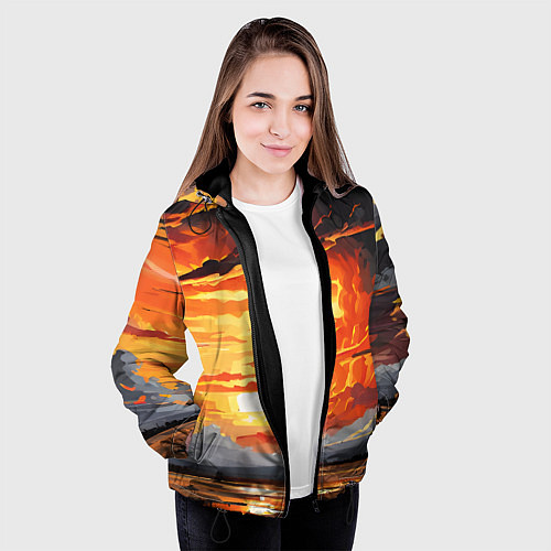 Женская куртка Багровый закат / 3D-Черный – фото 3