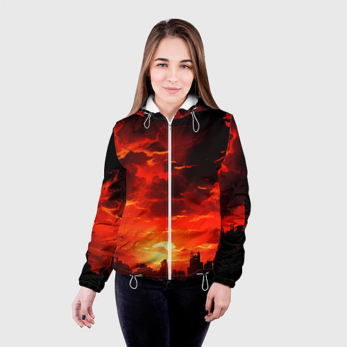 Женская куртка Багровый апокалиптический закат / 3D-Белый – фото 4