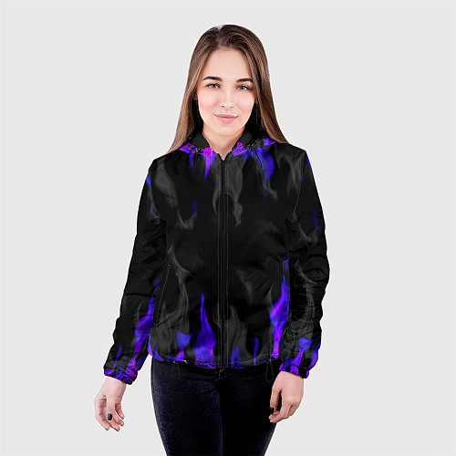 Женская куртка Неоновый огонь и дым / 3D-Черный – фото 4