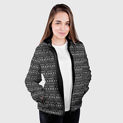 Куртка с капюшоном женская Чёрно-белый простой узор, цвет: 3D-черный — фото 2