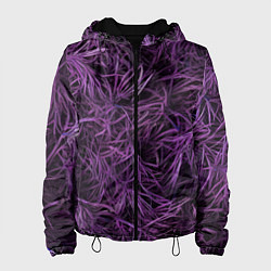Женская куртка Фиолетовая трава на чёрном фоне