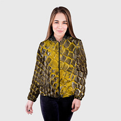 Куртка с капюшоном женская Красивая кожа змеи, цвет: 3D-черный — фото 2