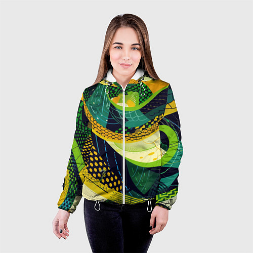 Женская куртка Змеиный паттерн / 3D-Белый – фото 4