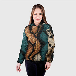 Куртка с капюшоном женская Кожа в змеином стиле, цвет: 3D-черный — фото 2