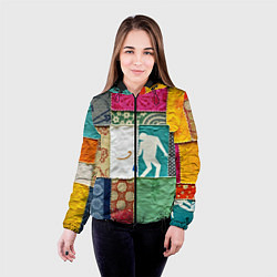 Куртка с капюшоном женская Пэчворк с человечком, цвет: 3D-черный — фото 2