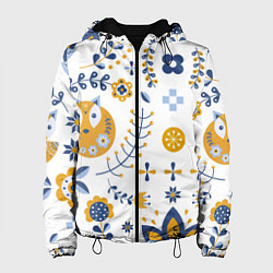 Куртка с капюшоном женская Скандинавский узор, цвет: 3D-черный