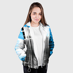 Куртка с капюшоном женская Сине-чёрный гранж на белом фоне, цвет: 3D-белый — фото 2
