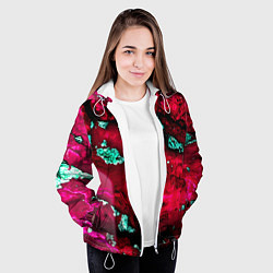 Куртка с капюшоном женская Абстракция красно-голубая, цвет: 3D-белый — фото 2