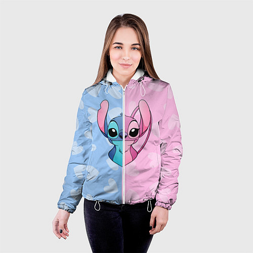 Женская куртка Стич и Ангел / 3D-Белый – фото 4