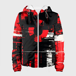 Женская куртка Красно-белый гранж на чёрном фоне